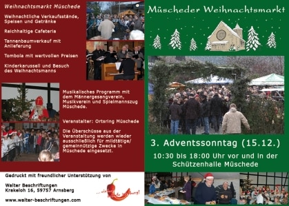 Flyer Weihnachtsmarkt Müschede