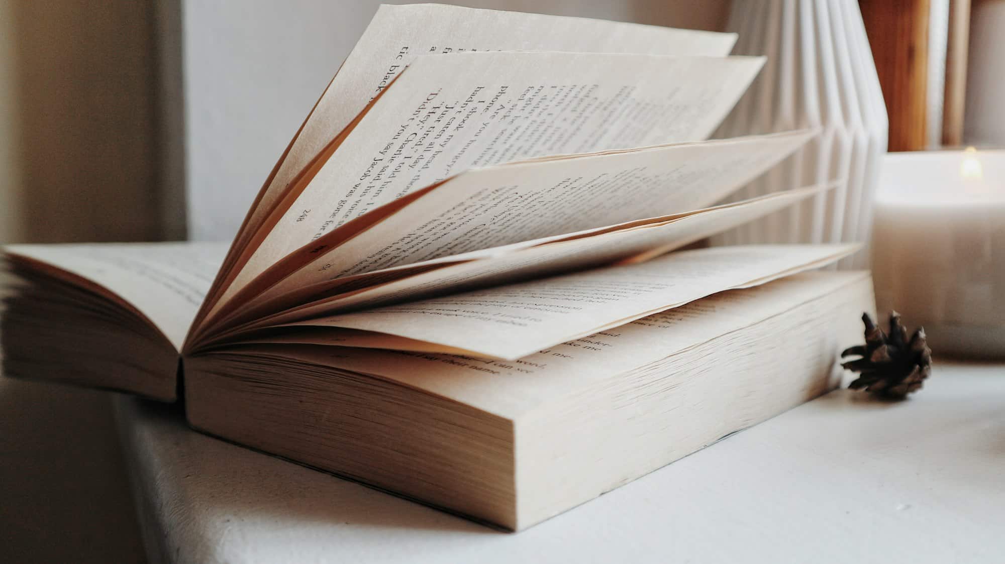 close up of pages of a book /open book /reading /